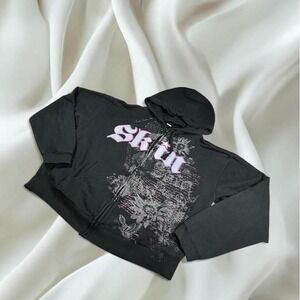 Skin Industries pink graphic zip up jacket y2k vintage grunge skater